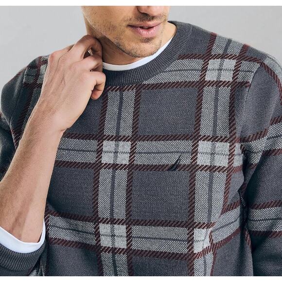 Nautica Men's Navtech Plaid Jacquard Crewneck Sweater, Size XXL - Picture 5 of 7